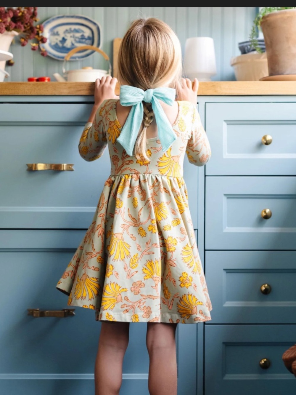 Girls Floral Twirl Dress - Yellow & Cream Alice + Ames